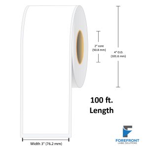 3″ Continuous Gloss Paper Label - 100 ft./Roll