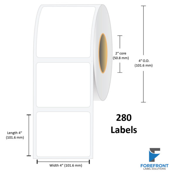 4" x 4" Gloss Polypropylene Label -280/Roll