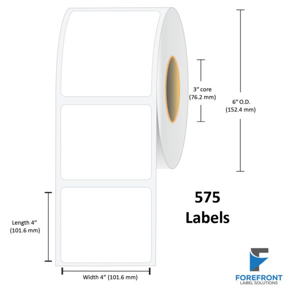 4" x 4" Gloss Polypropylene Label - 575/Roll